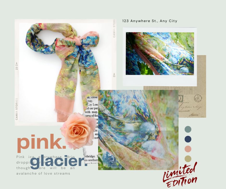 PINK GLACIER Hand finished Cotton Skill Scarf